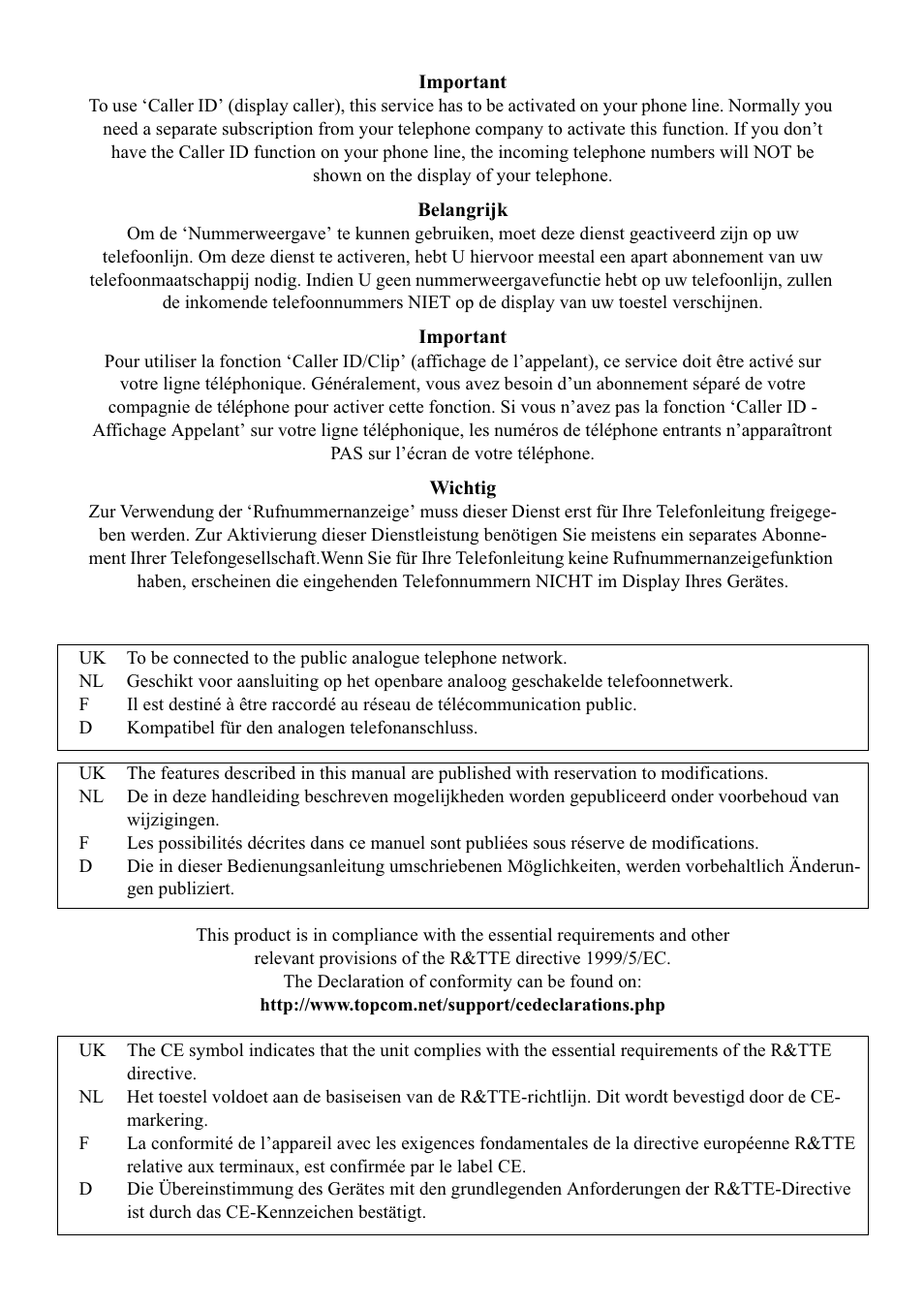 Topcom BUTLER E450 User Manual | Page 2 / 104