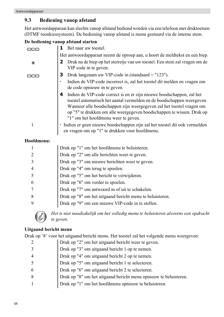 3 bediening vanop afstand | Topcom BUTLER E450 User Manual | Page 48 / 104