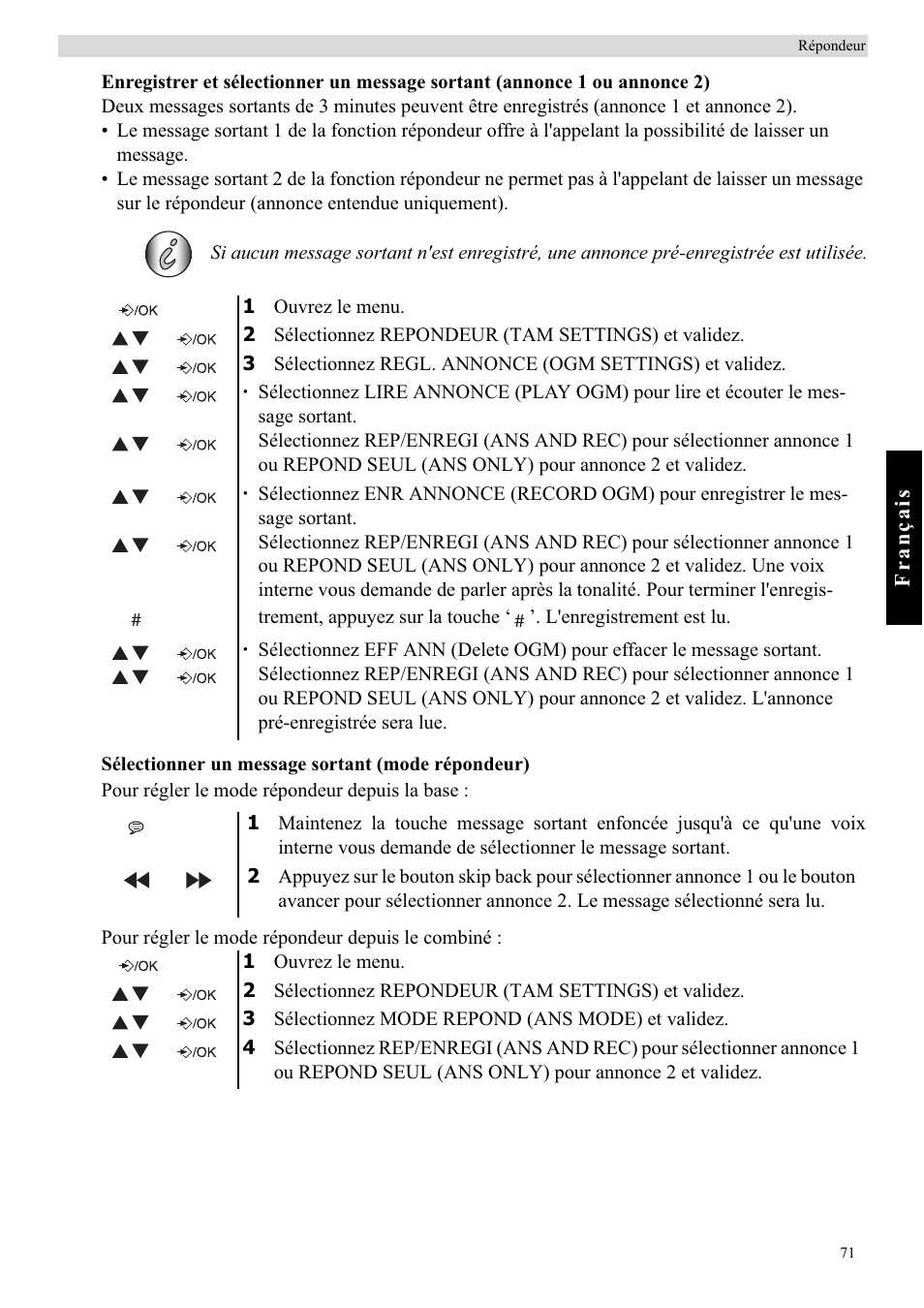 Topcom BUTLER E450 User Manual | Page 71 / 104