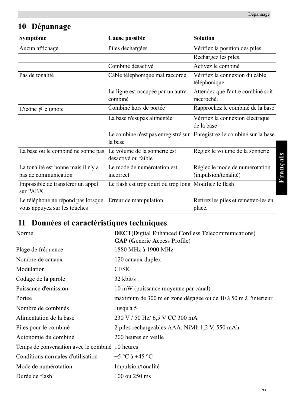 Topcom BUTLER E450 User Manual | Page 75 / 104