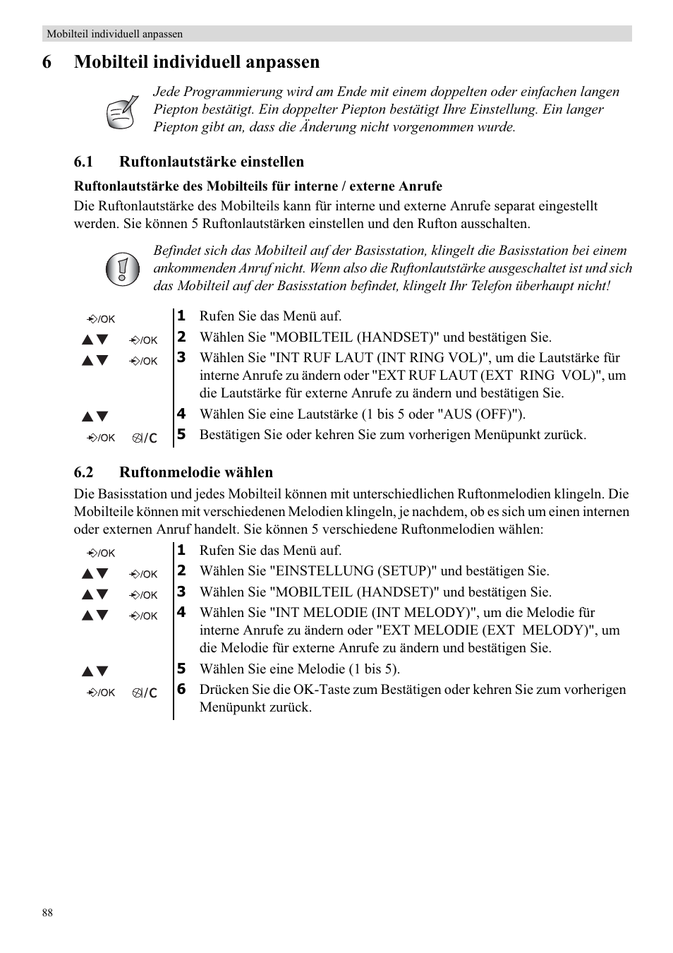 6mobilteil individuell anpassen | Topcom BUTLER E450 User Manual | Page 88 / 104