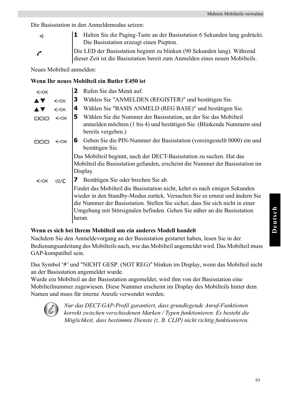 Deutsch | Topcom BUTLER E450 User Manual | Page 93 / 104