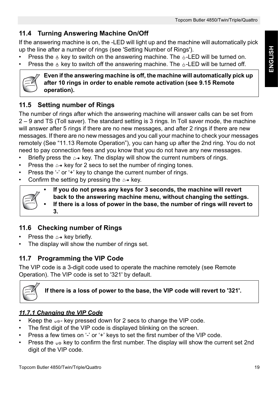 Topcom BUTLER 4850 User Manual | Page 19 / 24