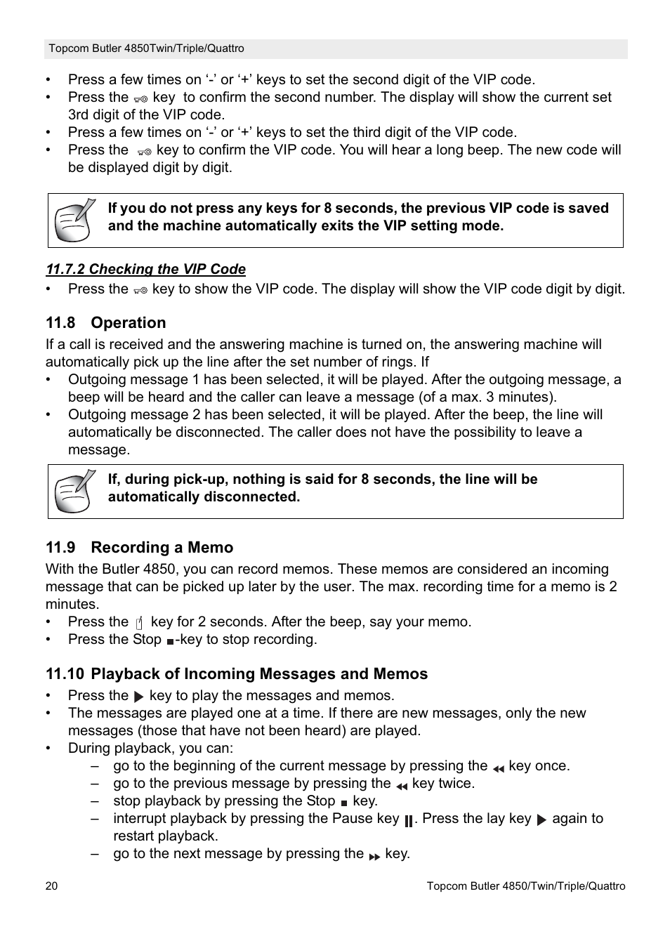 Topcom BUTLER 4850 User Manual | Page 20 / 24