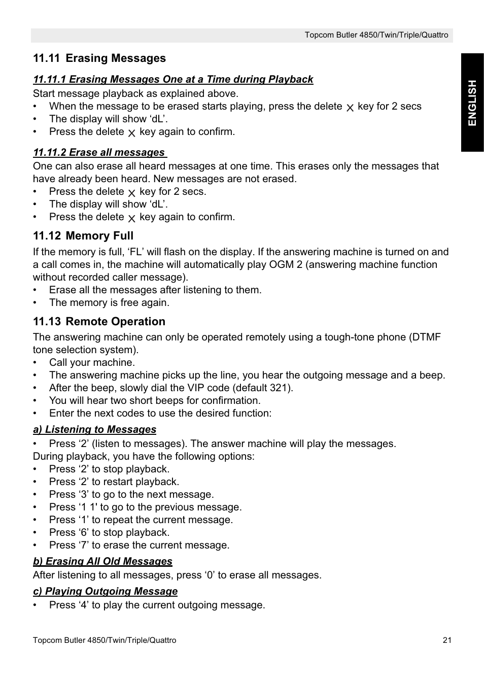 Topcom BUTLER 4850 User Manual | Page 21 / 24