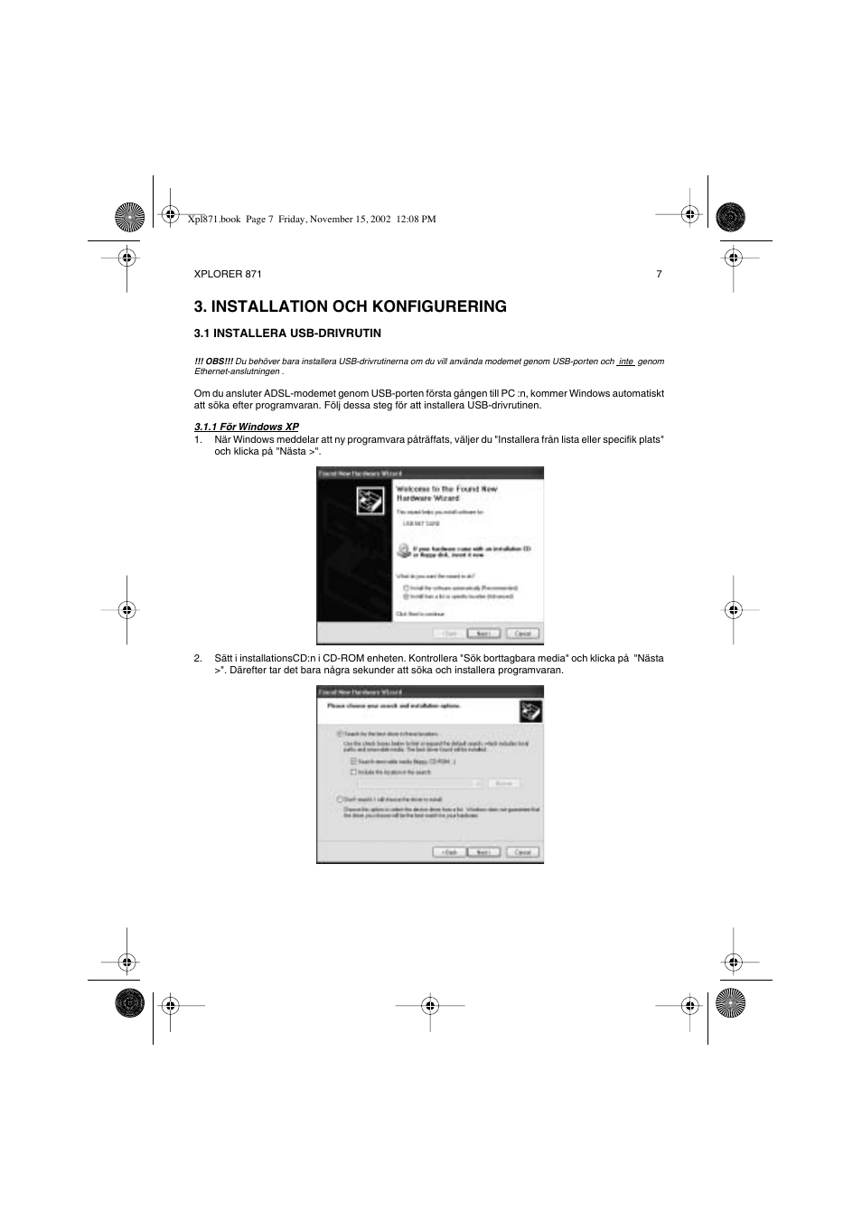 Installation och konfigurering | Topcom Xplorer 871 User Manual | Page 7 / 43