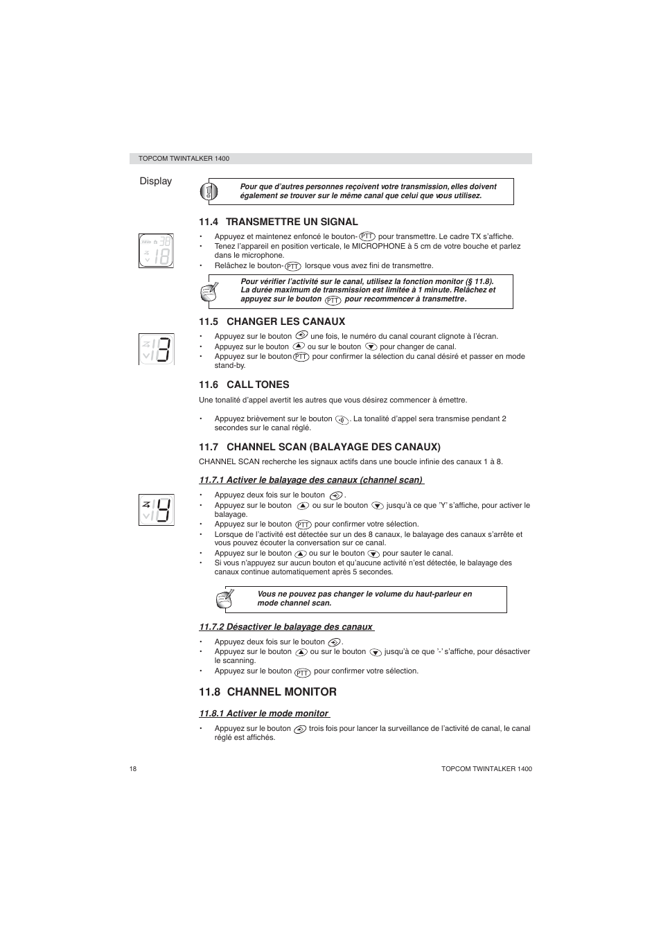 8 channel monitor | Topcom Twintalker 1400 User Manual | Page 18 / 100