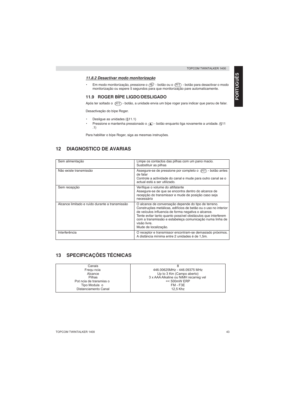 Topcom Twintalker 1400 User Manual | Page 43 / 100