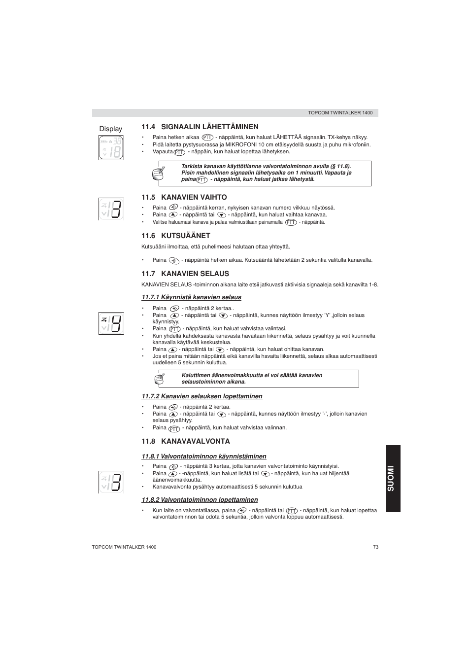 Suomi | Topcom Twintalker 1400 User Manual | Page 73 / 100