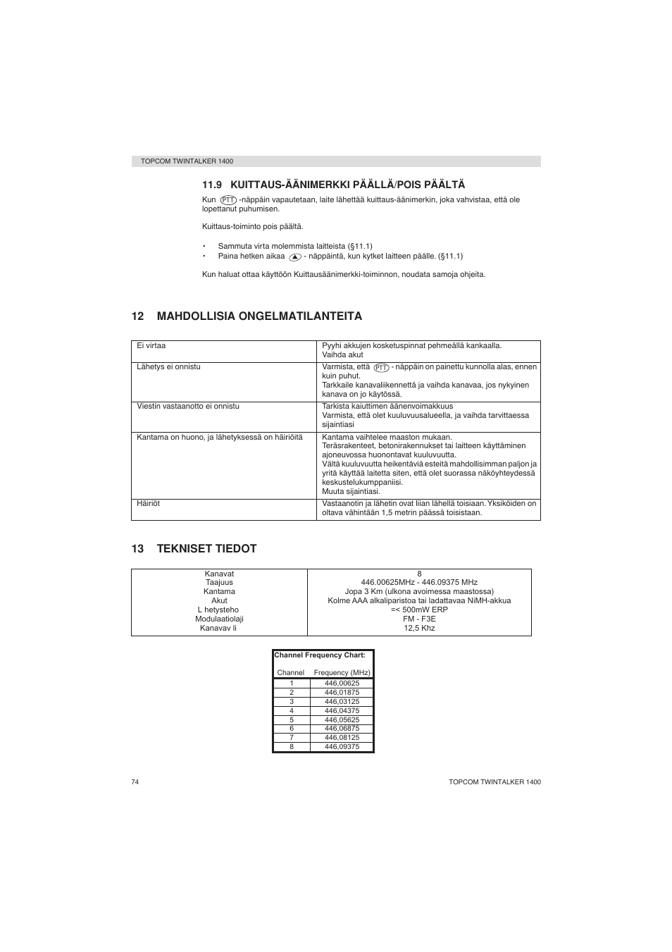 Topcom Twintalker 1400 User Manual | Page 74 / 100