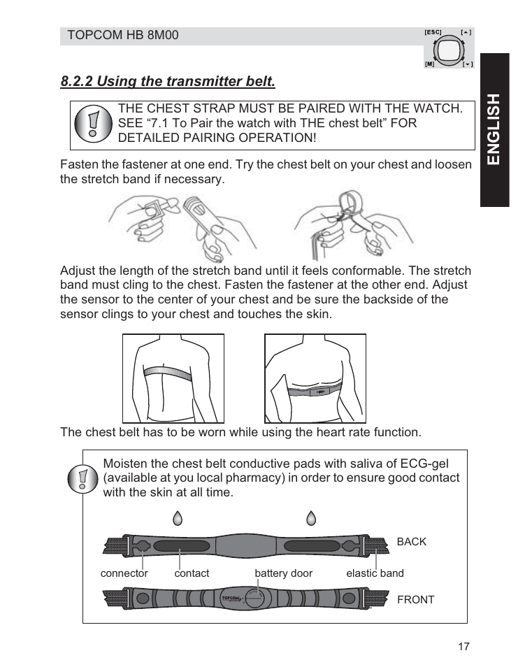 Engl ish | Topcom HB 8M00 User Manual | Page 17 / 40