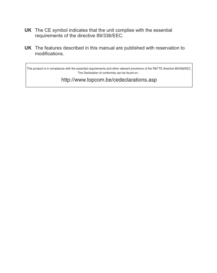 Topcom HB 8M00 User Manual | Page 2 / 40