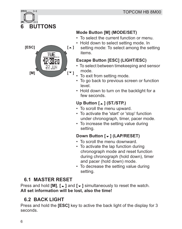 6buttons | Topcom HB 8M00 User Manual | Page 6 / 40