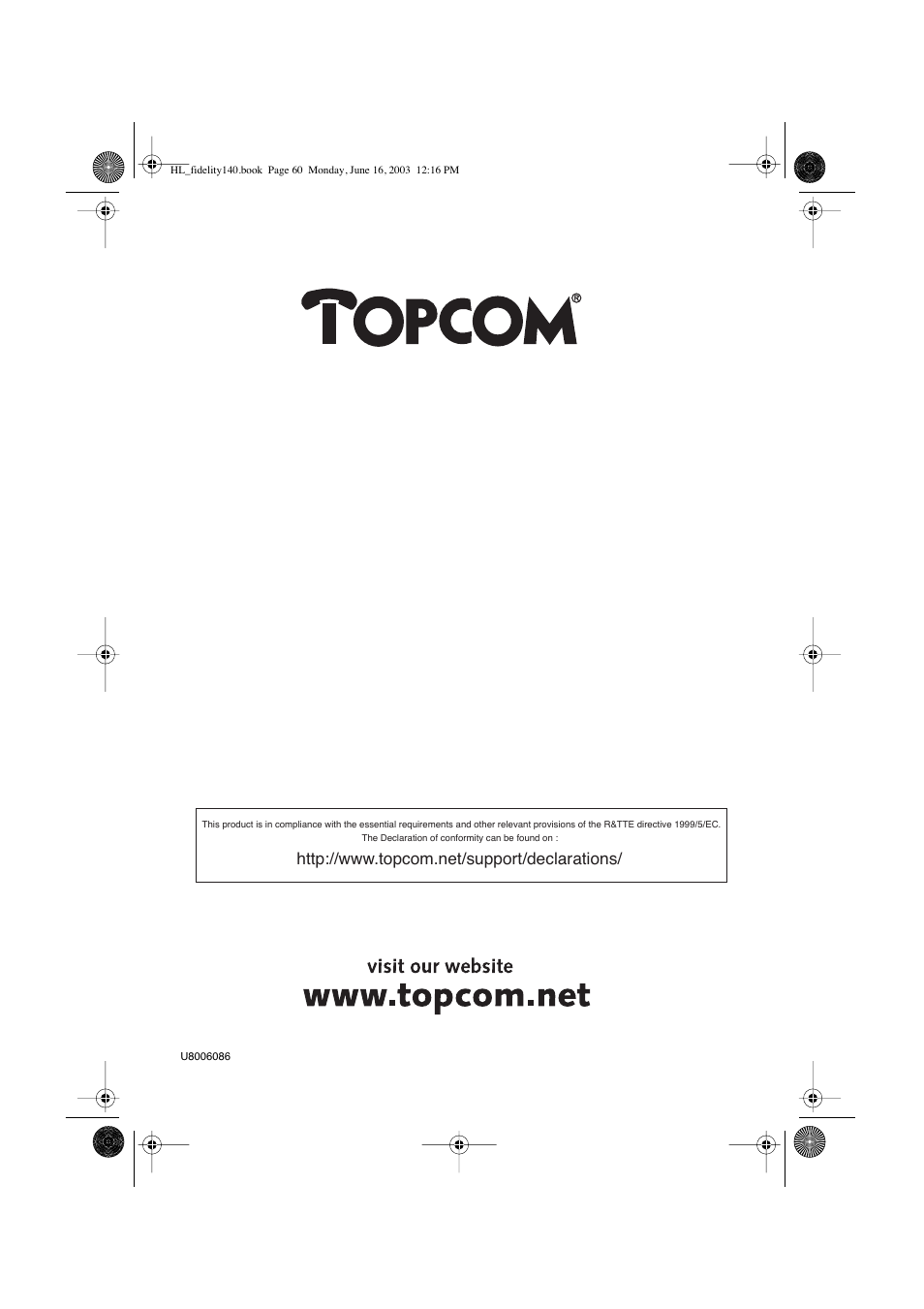 Topcom FIDELITY 140 User Manual | Page 60 / 60