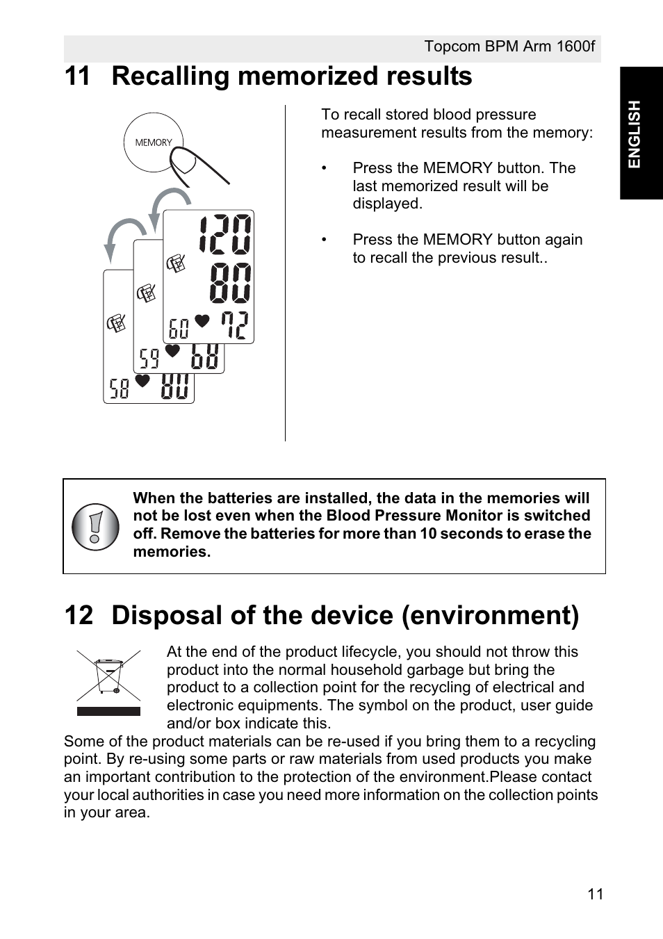 Topcom BPM ARM 1600F User Manual | Page 11 / 96
