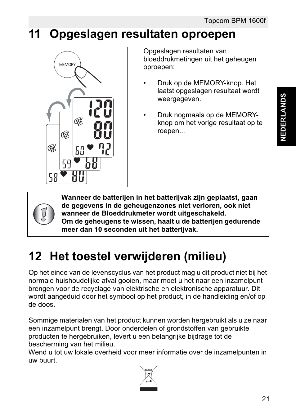 Topcom BPM ARM 1600F User Manual | Page 21 / 96