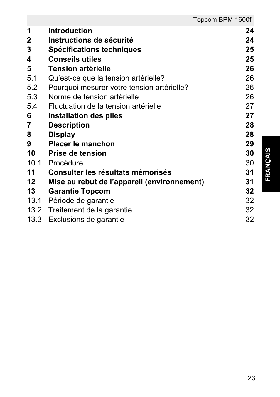 Topcom BPM ARM 1600F User Manual | Page 23 / 96