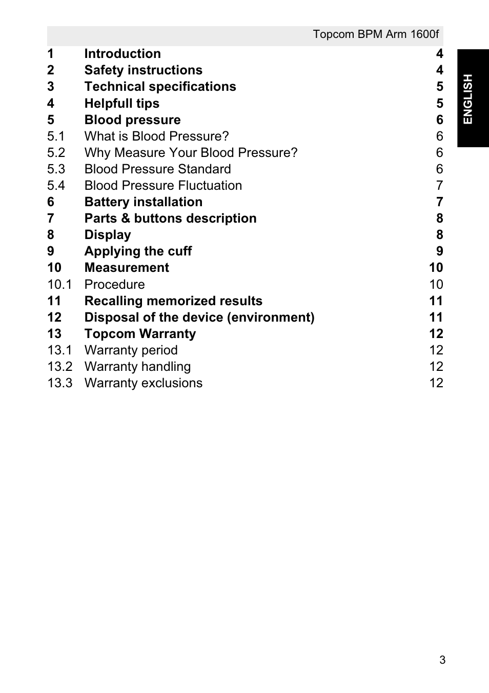 Topcom BPM ARM 1600F User Manual | Page 3 / 96