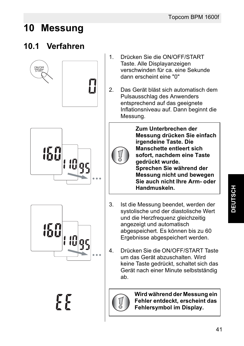 10 messung, 1 verfahren | Topcom BPM ARM 1600F User Manual | Page 41 / 96