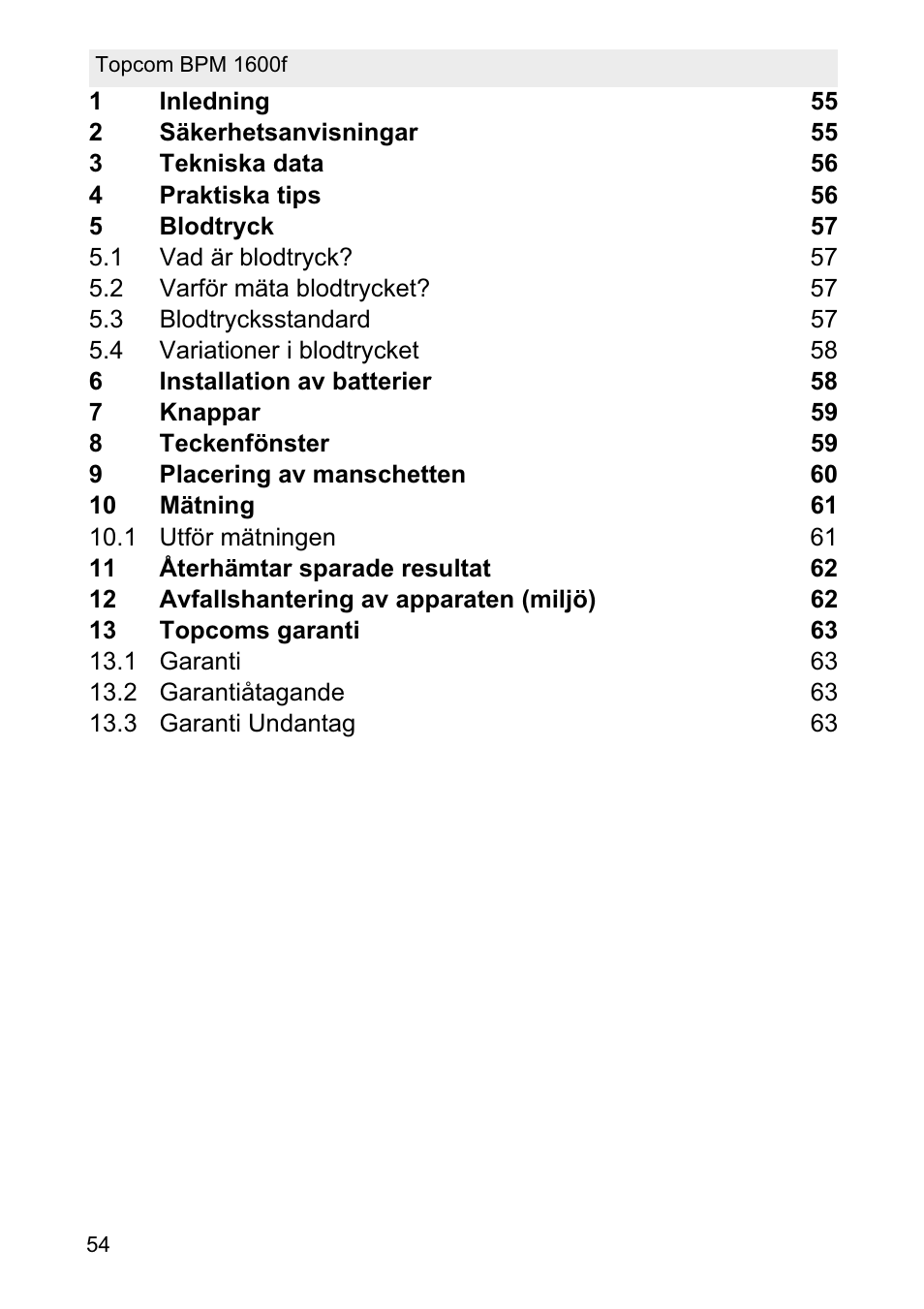 Topcom BPM ARM 1600F User Manual | Page 54 / 96