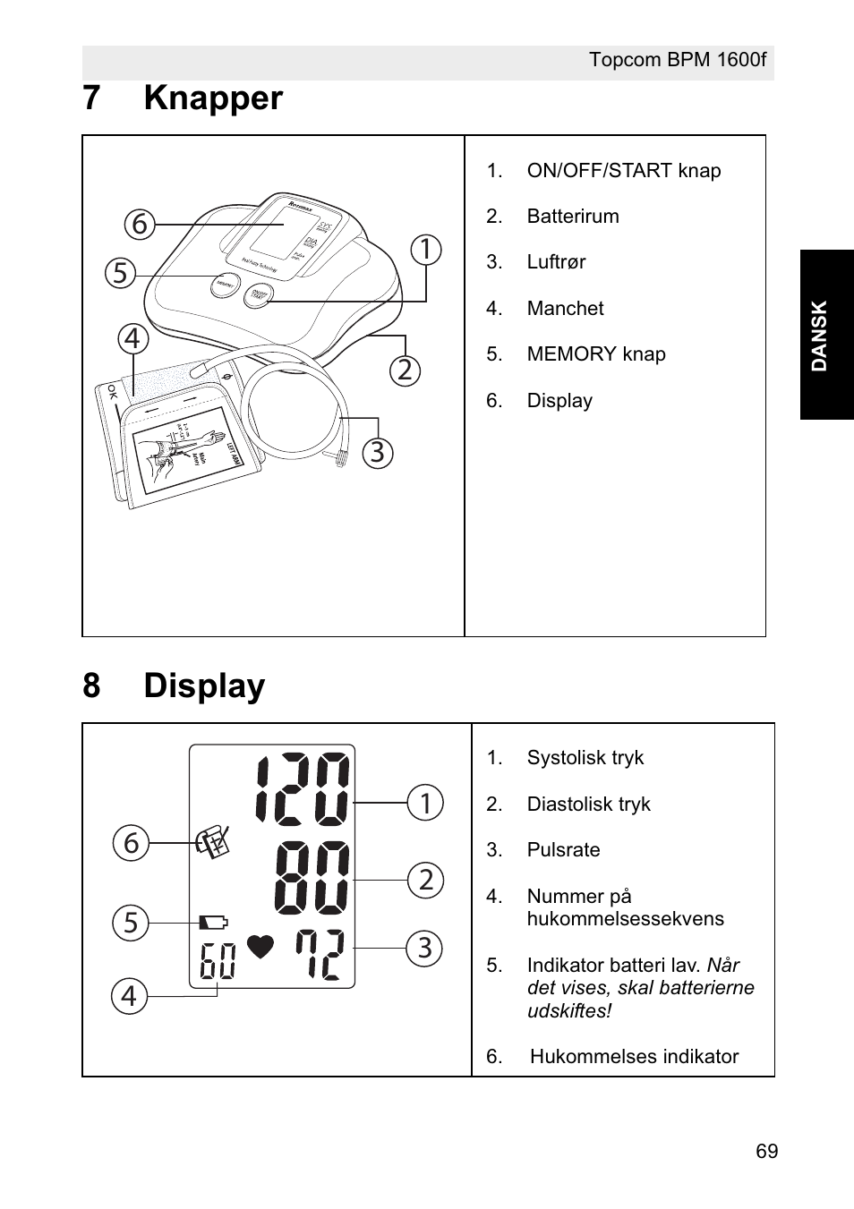 7knapper 8 display | Topcom BPM ARM 1600F User Manual | Page 69 / 96