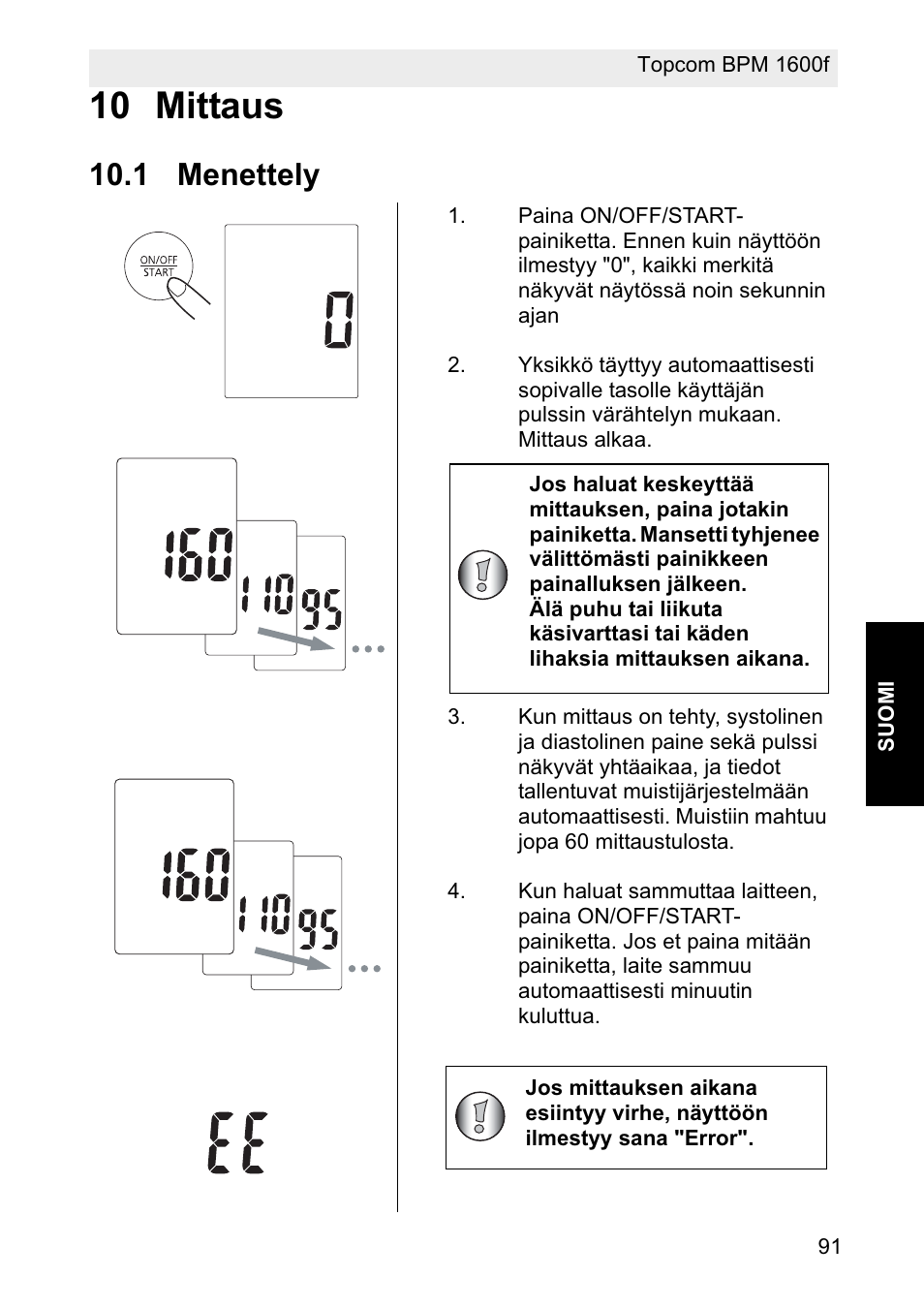 10 mittaus, 1 menettely | Topcom BPM ARM 1600F User Manual | Page 91 / 96