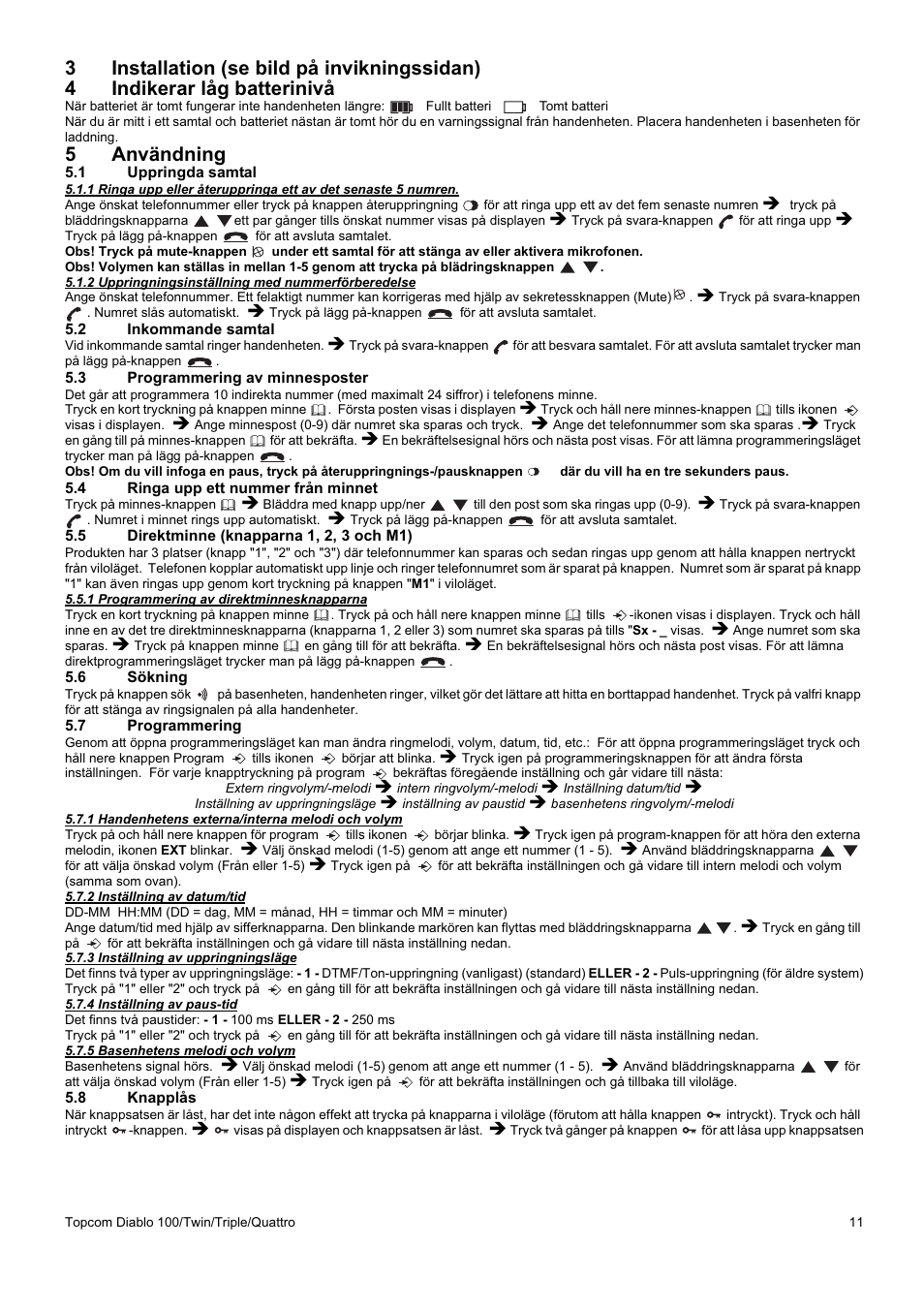 5användning | Topcom DIABLO 100 User Manual | Page 11 / 36