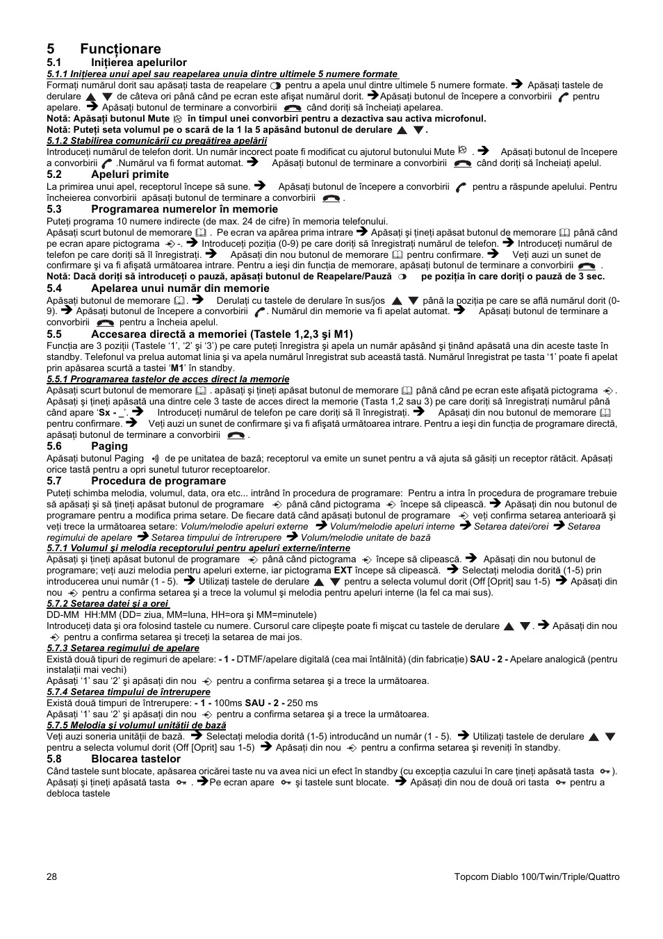 5func ġionare | Topcom DIABLO 100 User Manual | Page 28 / 36