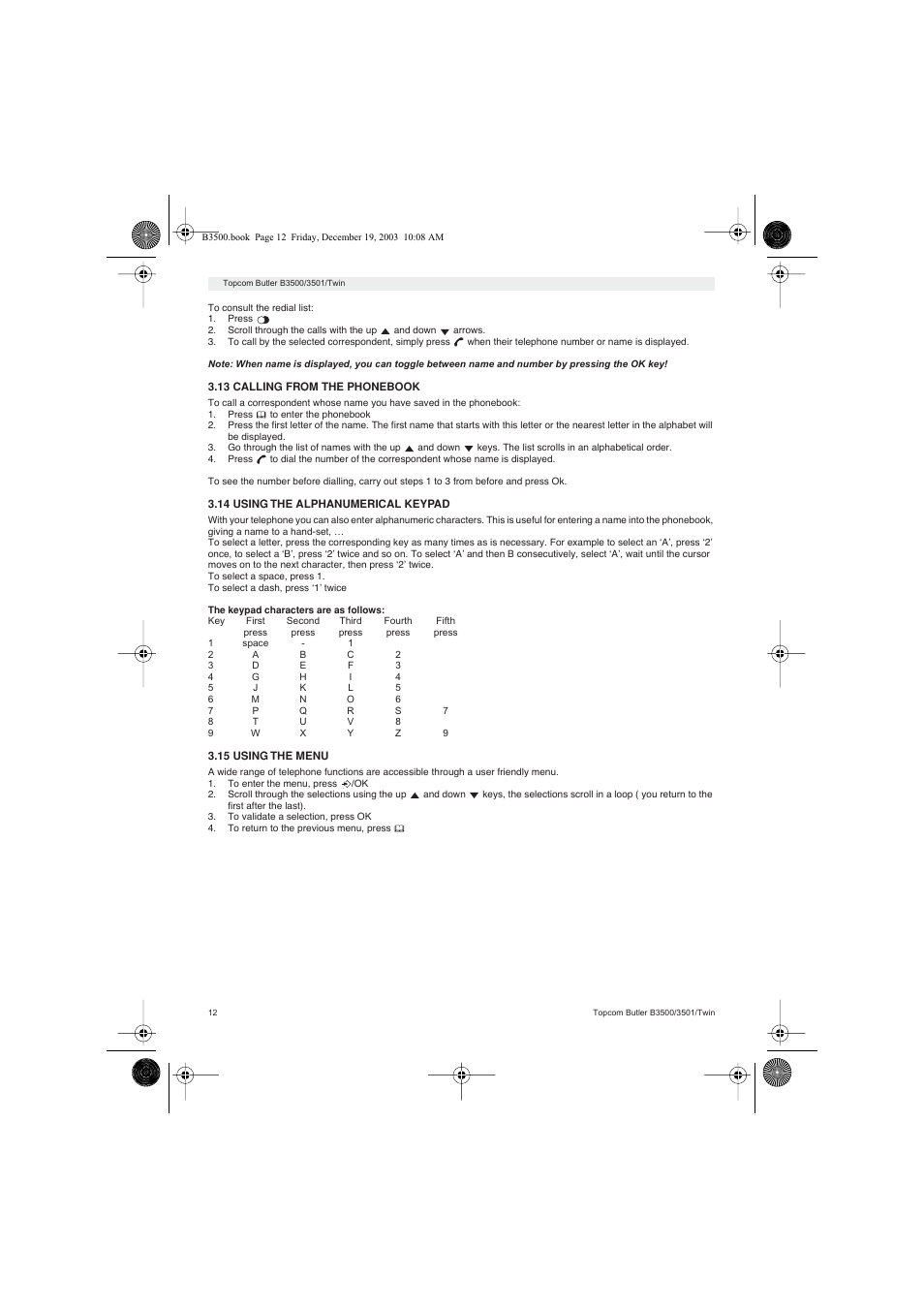 Topcom BUTLER 3500 User Manual | Page 12 / 96