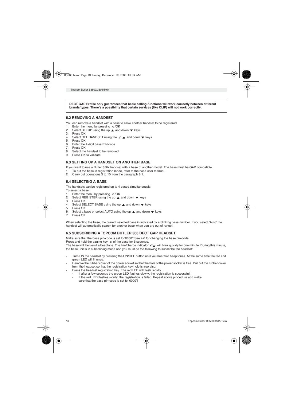 Topcom BUTLER 3500 User Manual | Page 18 / 96