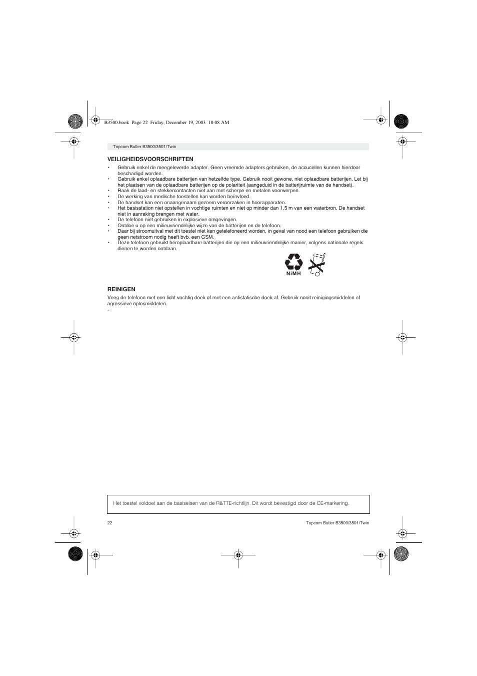 Topcom BUTLER 3500 User Manual | Page 22 / 96