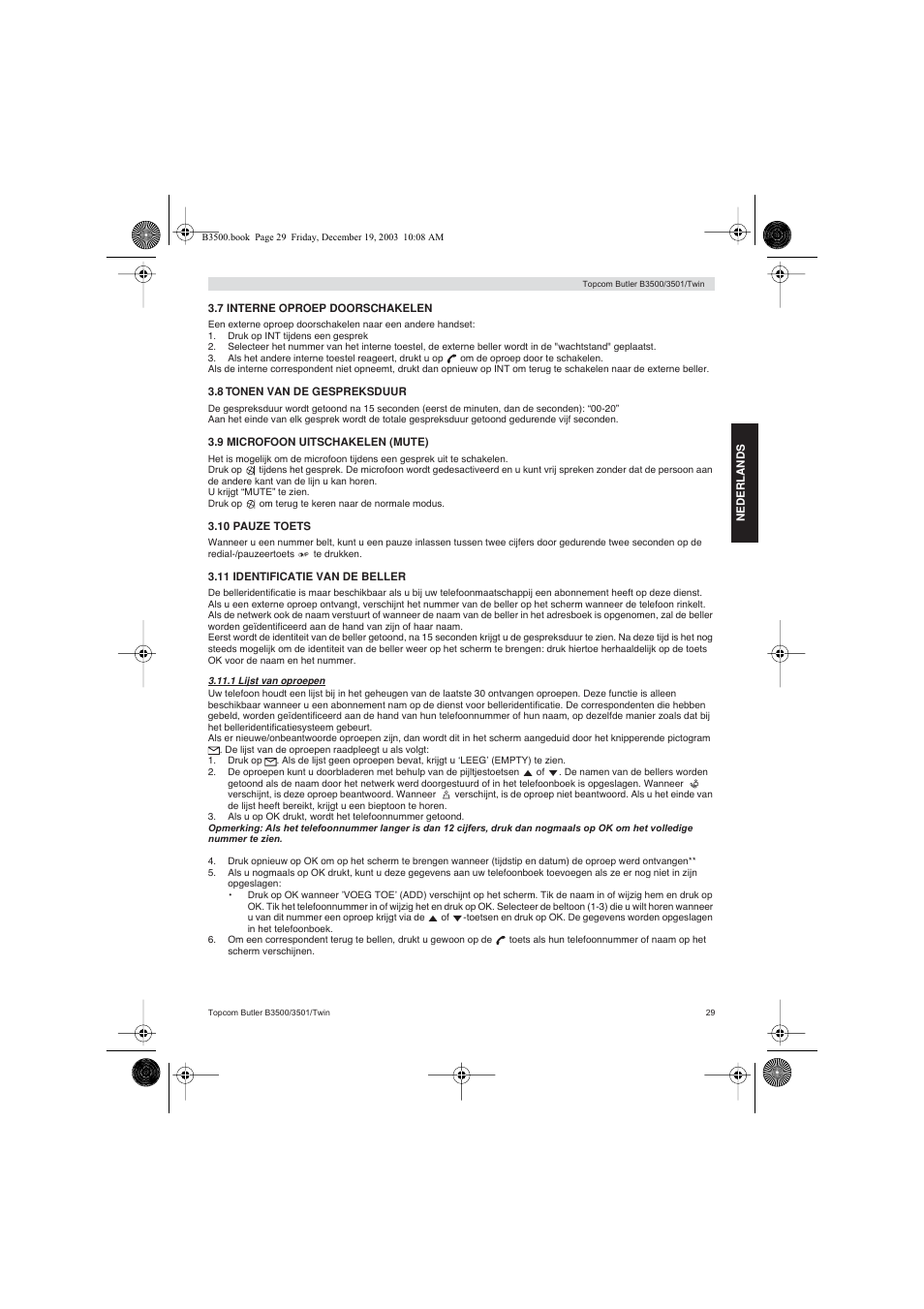 Topcom BUTLER 3500 User Manual | Page 29 / 96