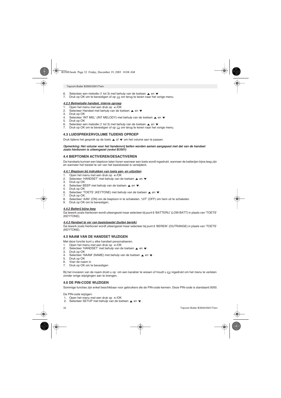 Topcom BUTLER 3500 User Manual | Page 32 / 96