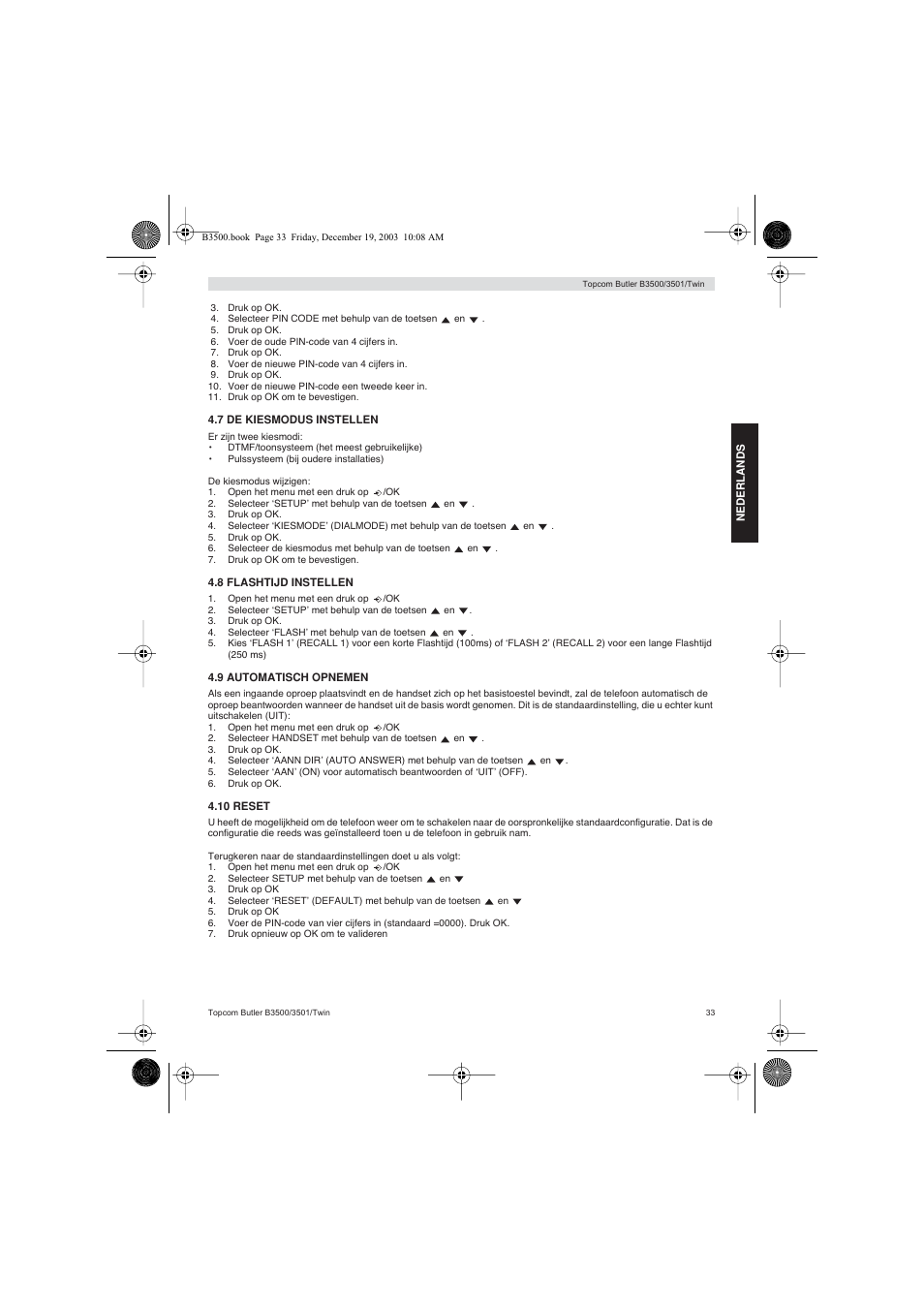 Topcom BUTLER 3500 User Manual | Page 33 / 96