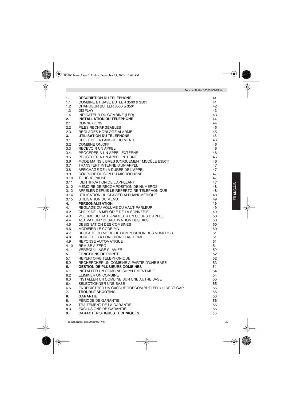 Topcom BUTLER 3500 User Manual | Page 39 / 96