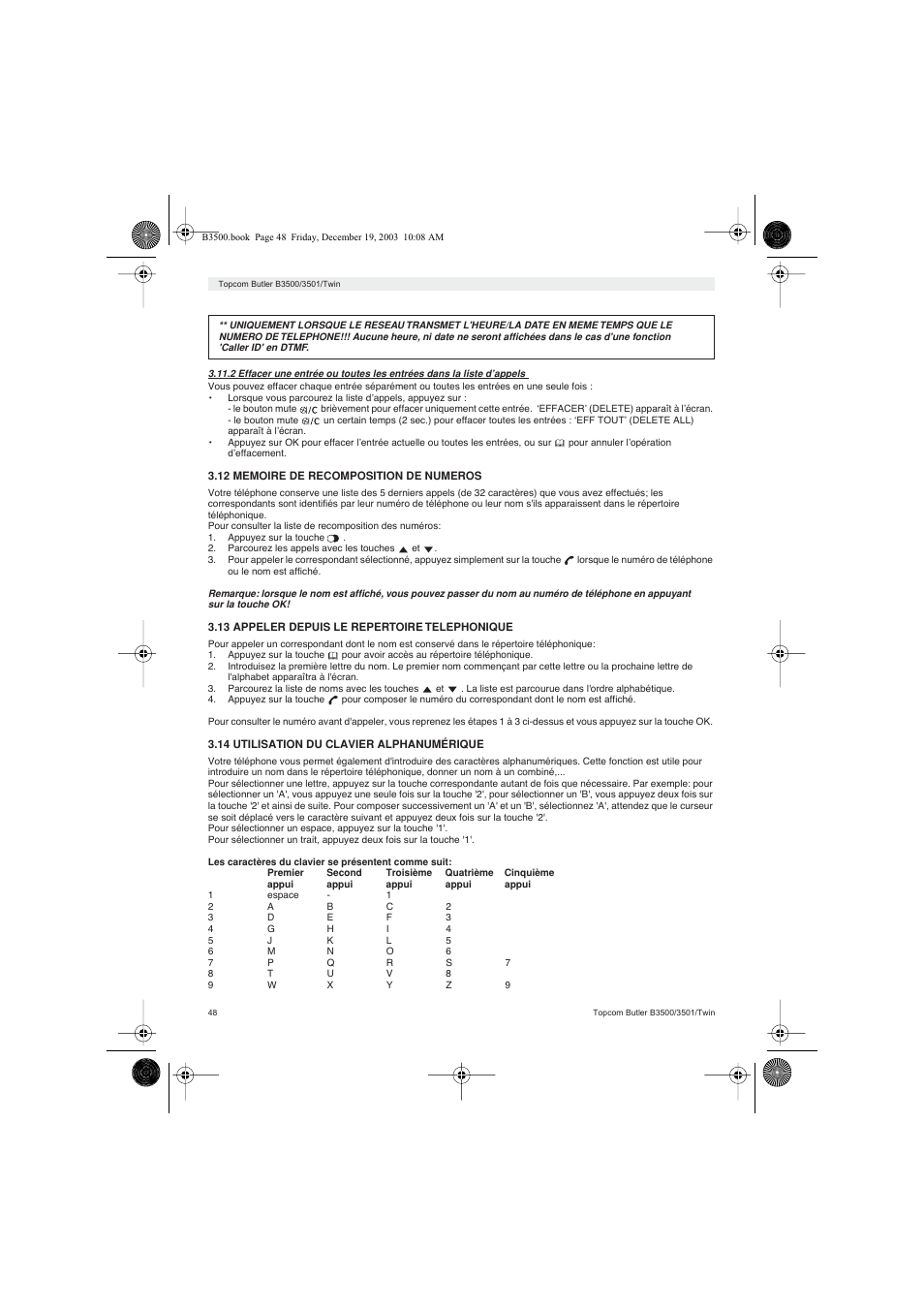 Topcom BUTLER 3500 User Manual | Page 48 / 96
