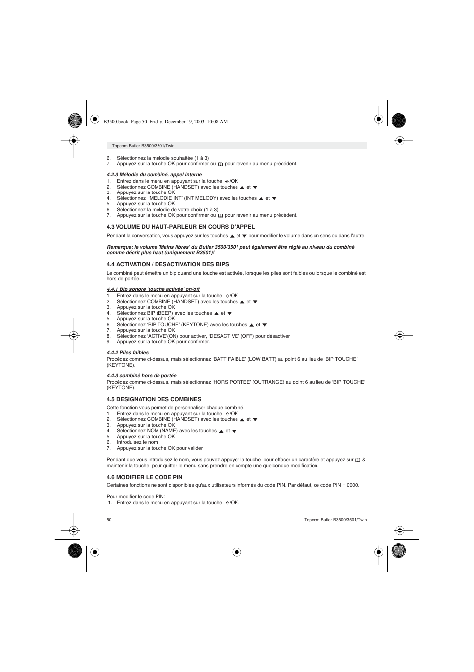 Topcom BUTLER 3500 User Manual | Page 50 / 96