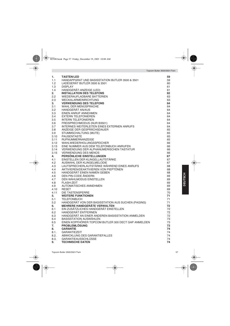 Topcom BUTLER 3500 User Manual | Page 57 / 96