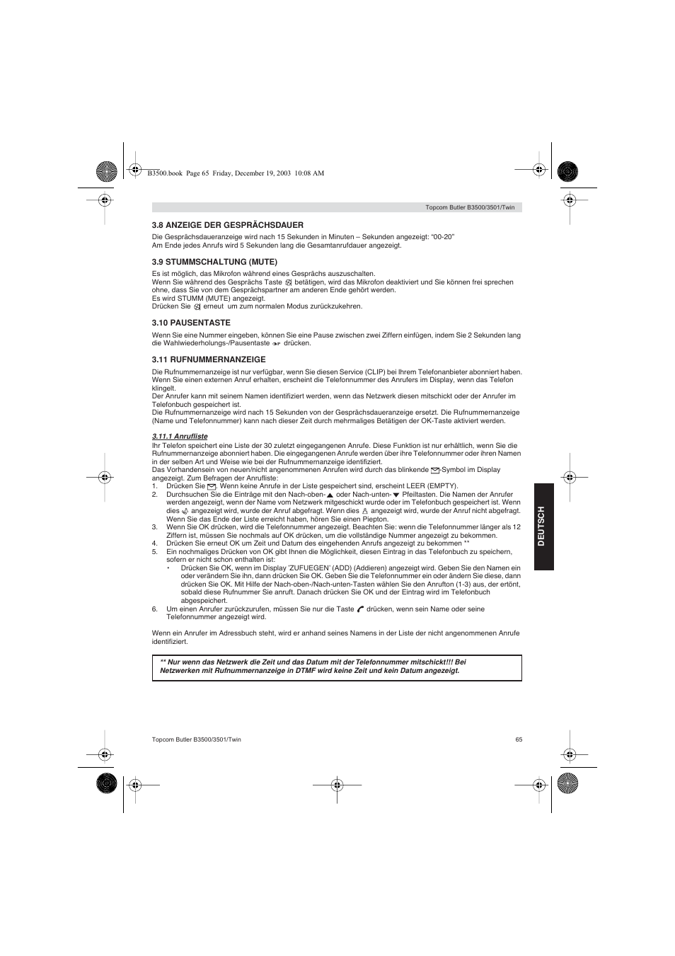 Topcom BUTLER 3500 User Manual | Page 65 / 96