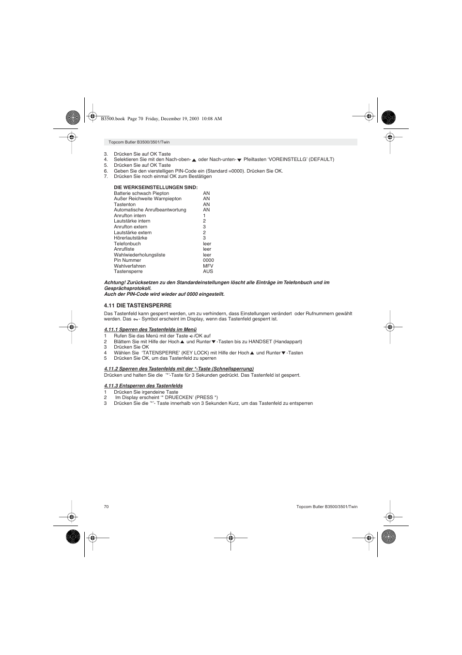 Topcom BUTLER 3500 User Manual | Page 70 / 96