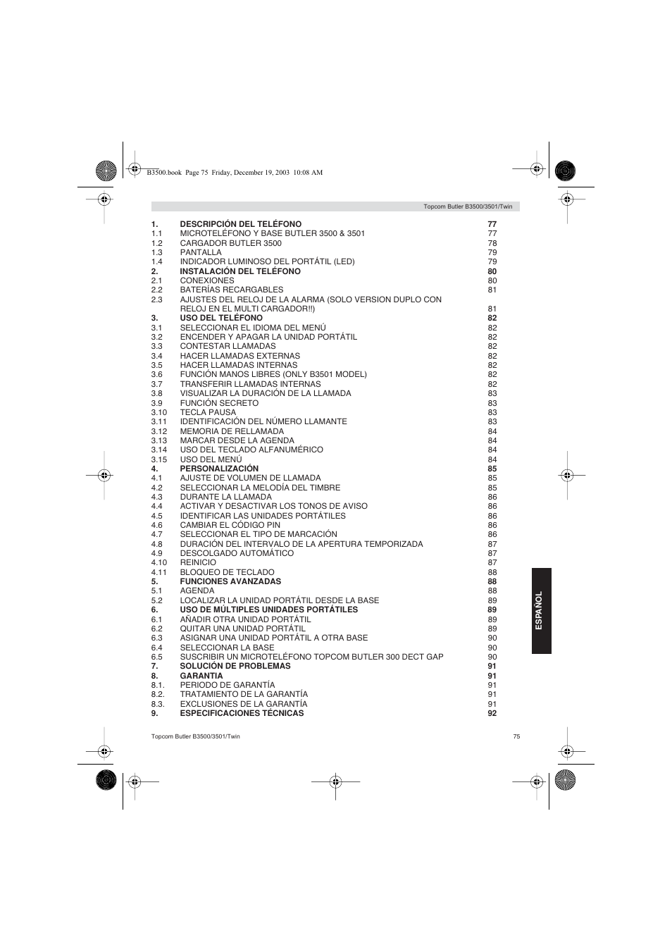 Topcom BUTLER 3500 User Manual | Page 75 / 96