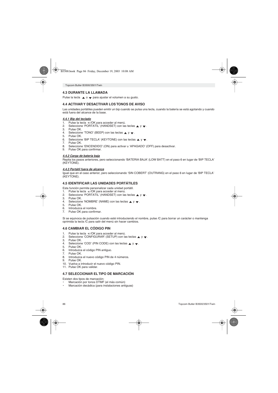 Topcom BUTLER 3500 User Manual | Page 86 / 96