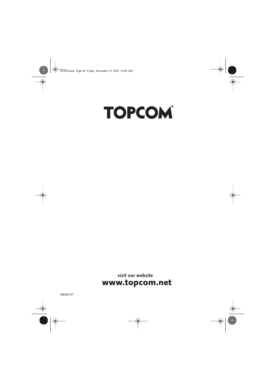Topcom BUTLER 3500 User Manual | Page 96 / 96