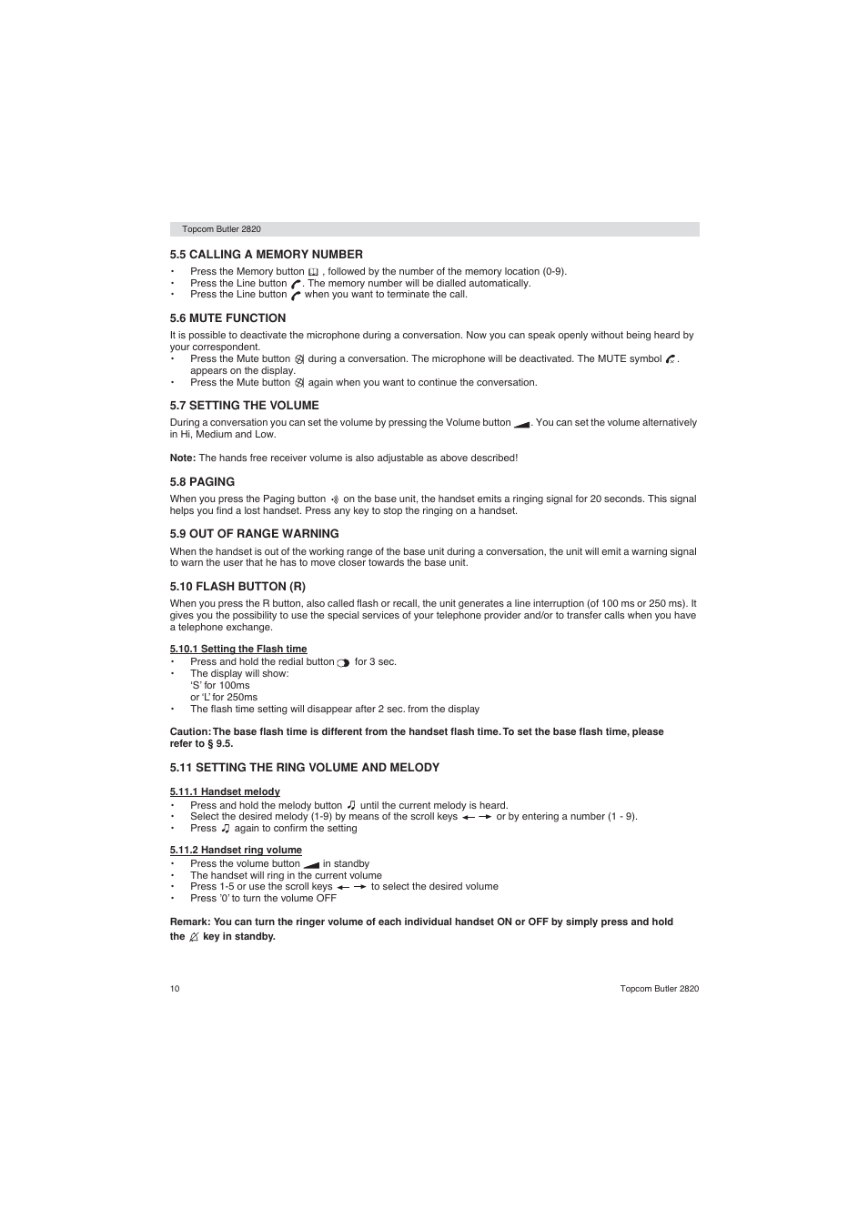 Topcom BUTLER 2820 User Manual | Page 10 / 56