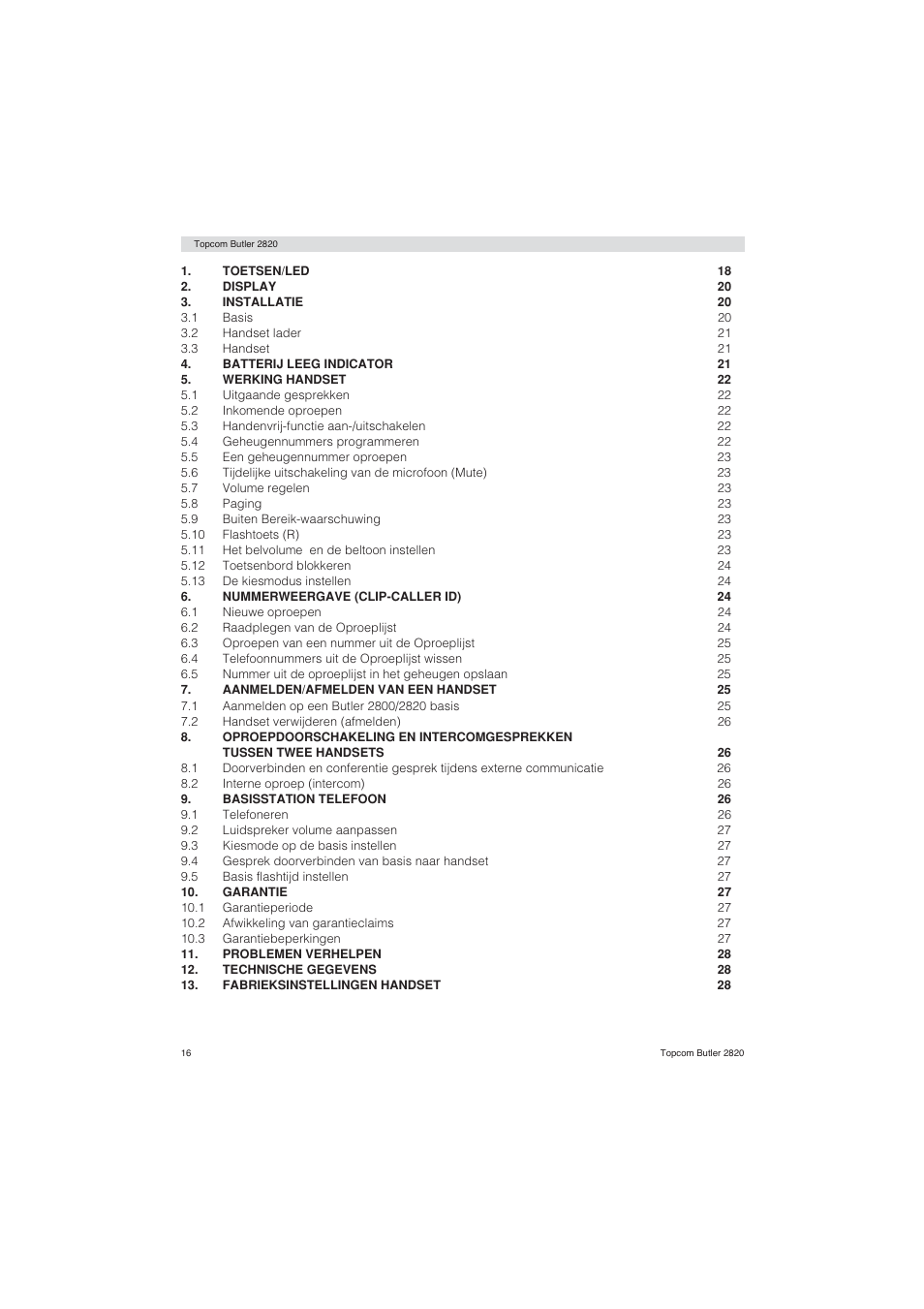 Topcom BUTLER 2820 User Manual | Page 16 / 56