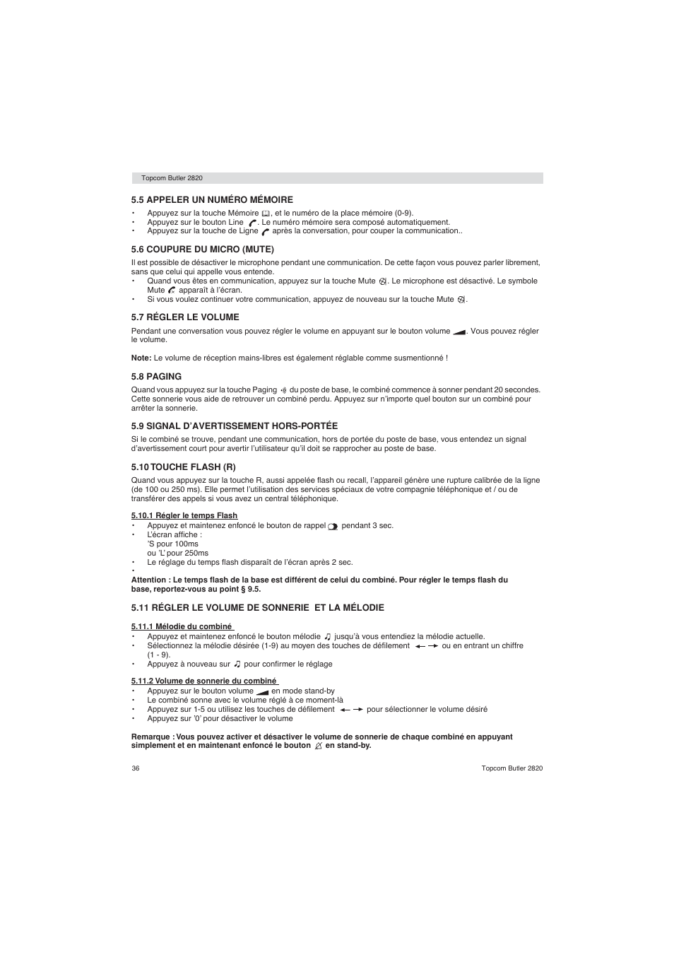 Topcom BUTLER 2820 User Manual | Page 36 / 56