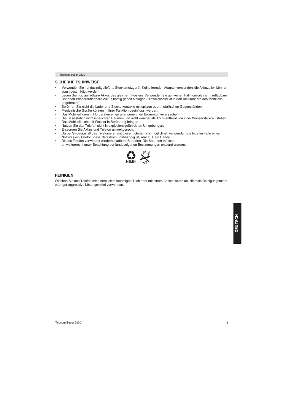 Topcom BUTLER 2820 User Manual | Page 43 / 56