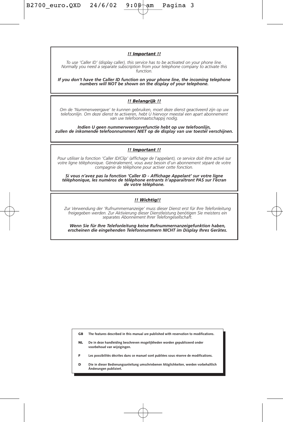 Topcom BUTLER 2700 User Manual | Page 3 / 58