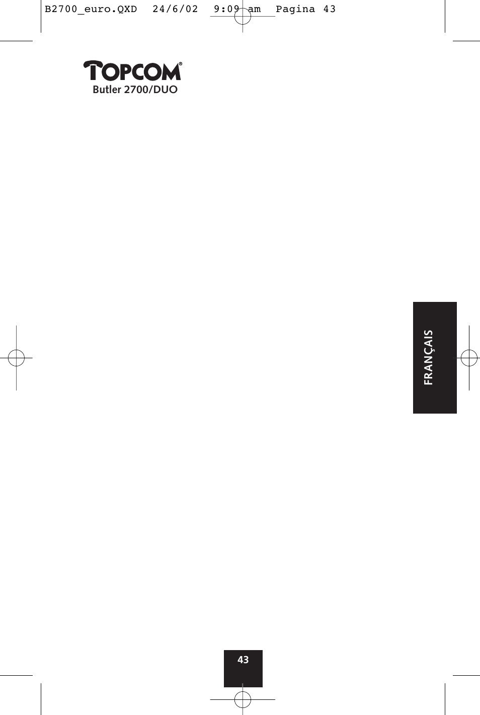 Topcom BUTLER 2700 User Manual | Page 43 / 58