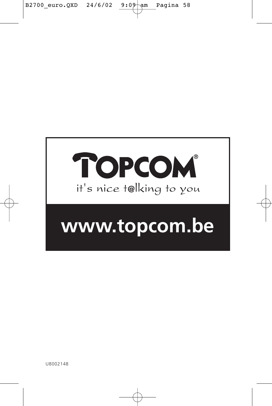 Topcom BUTLER 2700 User Manual | Page 58 / 58